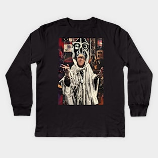 Cyberpunk Aleister Crowley The Great Beast of Thelema painted in a Surrealist and Impressionist style Kids Long Sleeve T-Shirt